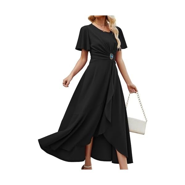 Ruffle-Sleeve A-Line Midi Dress with Pockets