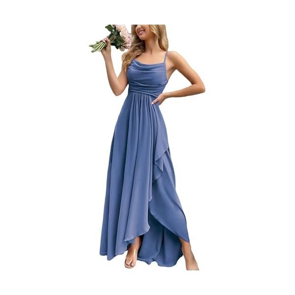 Cowl-Neck Slit Maxi Evening Dress