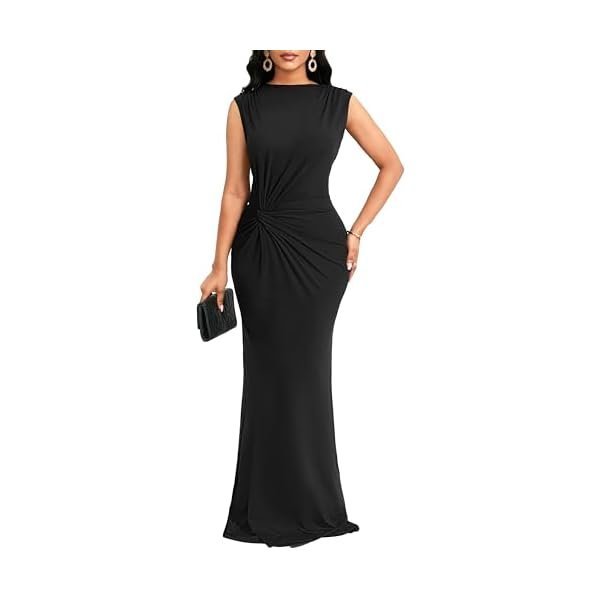 Sleeveless Twist-Waist Maxi Dress