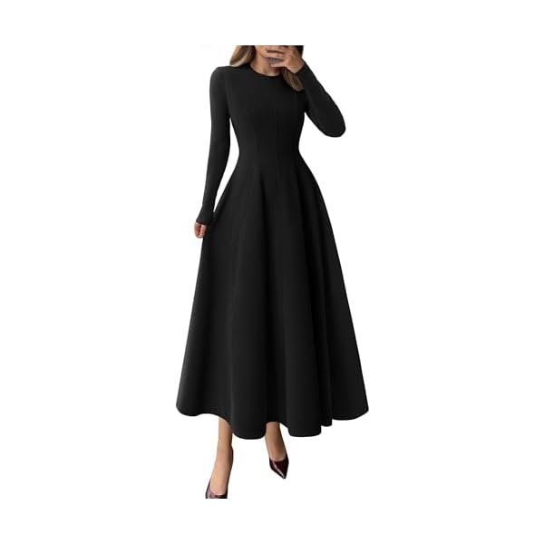 Long-Sleeve Fit-and-Flare Midi Dress