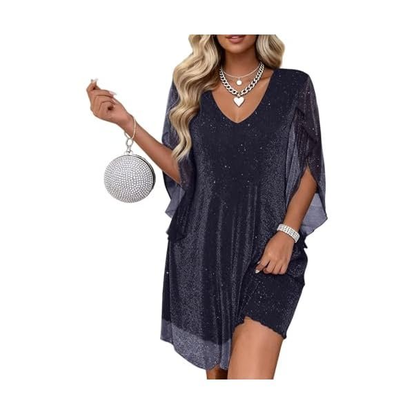 Sparkly Flutter-Sleeve Chiffon Dress