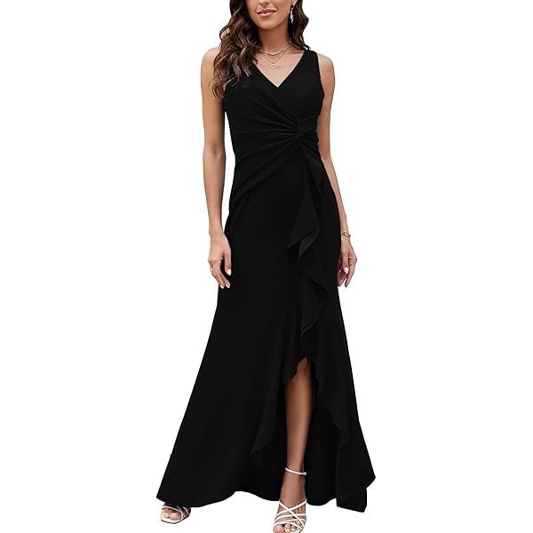 Sleeveless Wrap V-Neck Slit Maxi Dress