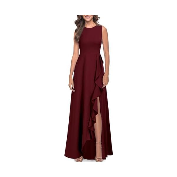 Vintage Ruffle-Sleeve Formal Maxi Dress