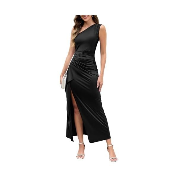 One-Shoulder Bodycon Slit Maxi Dress