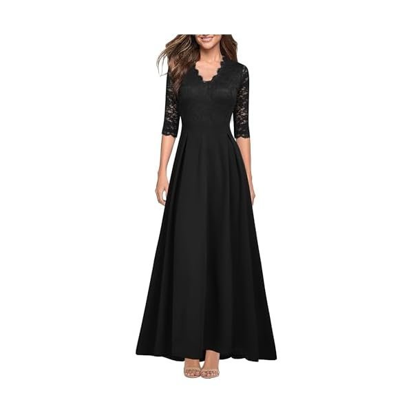 V-Neck Lace Vintage Maxi Dress