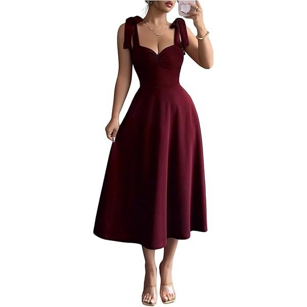 Bow-Detail Ruffle Midi Dress
