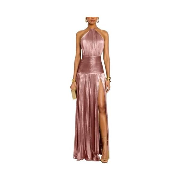 Halter-Neck Pleated Backless Dress