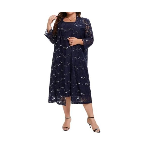Plus-Size Lace Dress and Jacket Set