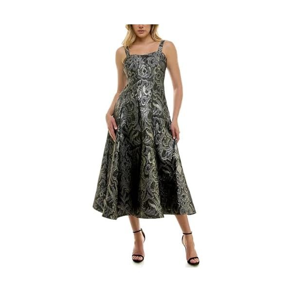Sweetheart-Neck Jacquard Fit-and-Flare Midi Dress