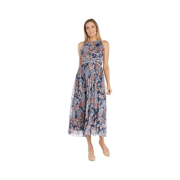 Floral Halter Pleated Maxi Dress